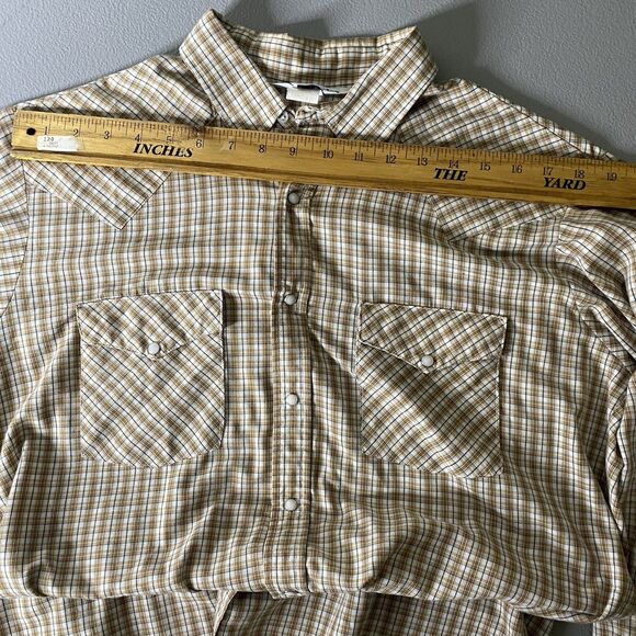 Vintage DALES Shirt Plaid Pearl Snap Long Sleeve Western Cowboy Mens L Brown USA - Picture 6 of 9